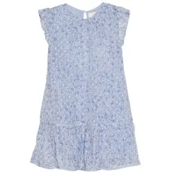Creamie Mädchen-Kleid Dobby Blumen Blau