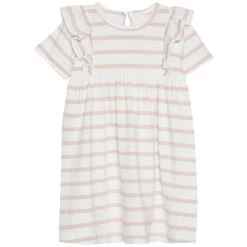 Creamie Mädchen-Kleid Ringel Rüschen Altrosa