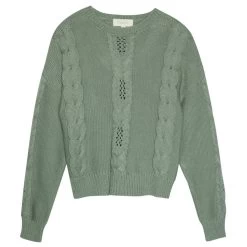 Creamie Mädchen-Strickpulli Zopfmuster Grün