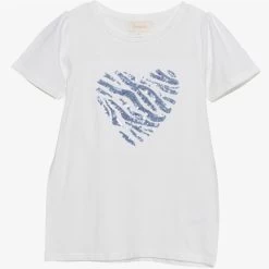 Creamie Mädchen-T-Shirt Herz Blau Pailletten