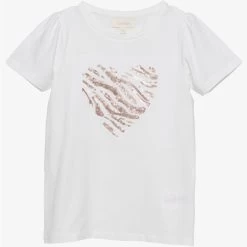 Creamie Mädchen-T-Shirt Herz Rosa Pailletten