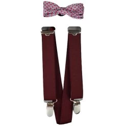 Kinder-Hosenträger Und Fliege 98-122 Bordeaux Quadrate Von Der Flotte Boy