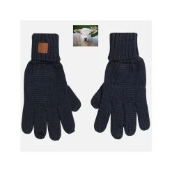 Hust And Claire Festo Fingerhandschuhe Wolle Blau-grau