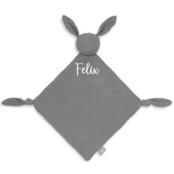 Personalisiertes Schnuffeltuch Hase Storm Grey