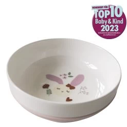 Kikadu Kinder-Porzellan-Schüssel Saugfuß Hase Rosa