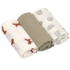 LÄSSIG 3er Set Swaddle Mulltuch Little Forest Fox Von Lässig