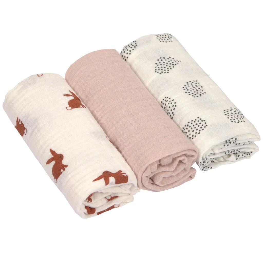 LÄSSIG 3er Set Swaddle Mulltuch Little Forest Rabbit Von Lässig 3 LÄSSIG 3er Set Swaddle Mulltuch Little Forest Rabbit Von Lässig