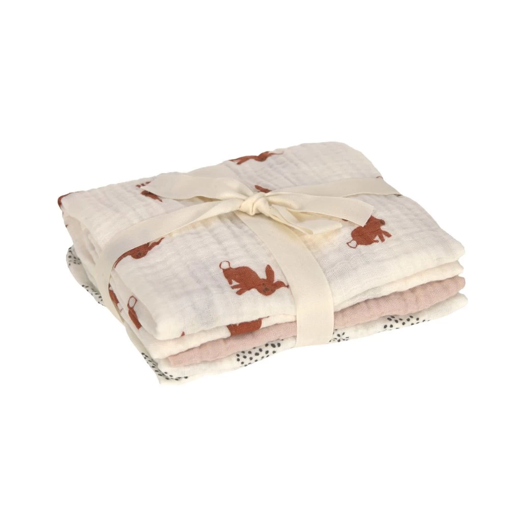 LÄSSIG 3er Set Swaddle Mulltuch Little Forest Rabbit Von Lässig 4 LÄSSIG 3er Set Swaddle Mulltuch Little Forest Rabbit Von Lässig – Bild 2