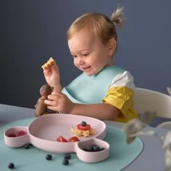 LÄSSIG Lässig Silikonteller Mit Saugfuß Maus Rosa