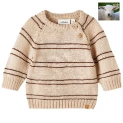 Lil Atelier Baby-Strick-Pulli Eroger Wolle Natur