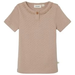 Lil Atelier Mädchen T-Shirt Grandad Kragen May Nougat