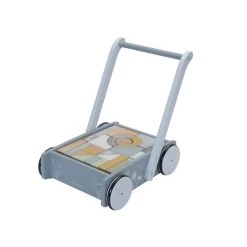 Lauflernwagen Mit Bauklötzen Holz Blau Von Little Dutch