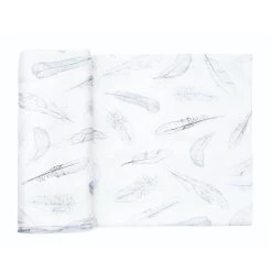 Swaddle, Mulltuch - Federn Blau & Grau 70x70cm Bambus & Baumwolle Von Maylily