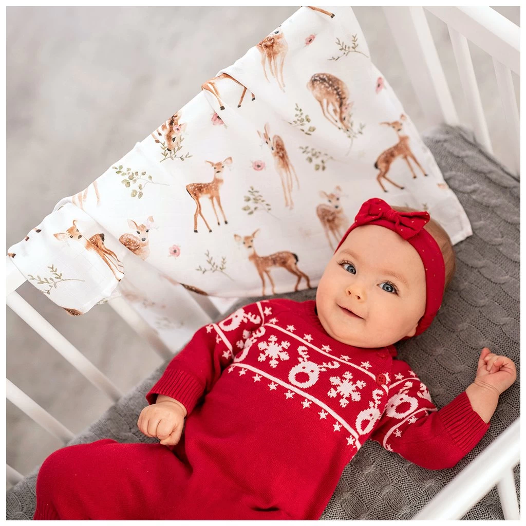 Swaddle, Mulltuch - Reh 70x70cm Bambus & Baumwolle Von Maylily 4 Swaddle, Mulltuch - Reh 70x70cm Bambus & Baumwolle Von Maylily – Bild 2