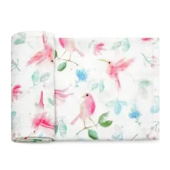 Swaddle, Mulltuch - Vögel Rosa 70x70cm Bambus & Baumwolle Von Maylily