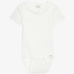 Minymo Baby-Ripp-Body Rüsche Weiß