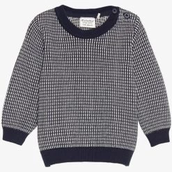 Minymo Baby-Strickpulli Dunkelblau GOTS