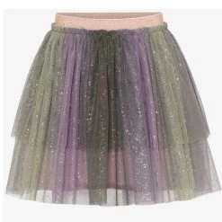 Minymo Kinder-Glitzer-Tüll-Rock Lila Grün