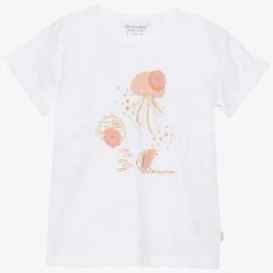Minymo Mädchen-T-Shirt Qualle Weiß