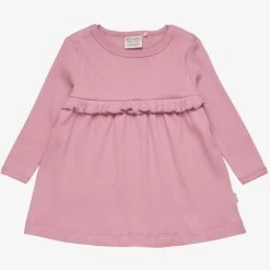 Minymo Ripp-Kleid Rüsche Altrosa