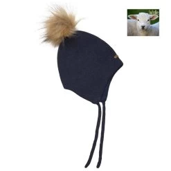 Minymo Woll-Strickmütze Marine