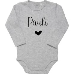 Body Langarm Grau Mit Text Herz Personalisiert #madebymylovelyfashion