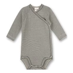 Wickelbody Langarm Blau-natur-gestreift Von Sanetta Pure