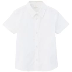S.Oliver Jungen-Kurzarmhemd Aus Popeline Weiß