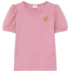 S.Oliver Mädchen-T-Shirt Mit Mesh-Ärmeln Rosa