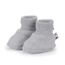 Baby Strick-Schuhe Bio-Baumwolle Hellgrau Meliert Von Sterntaler